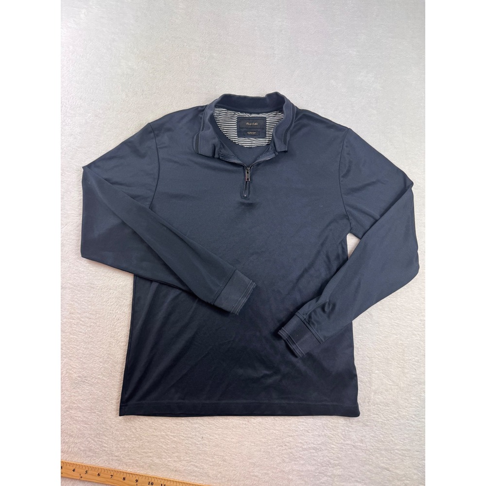 Porter & Ash Mens Navy Blue Quarter Zip Pullover Long Sleeve Shirt Size M